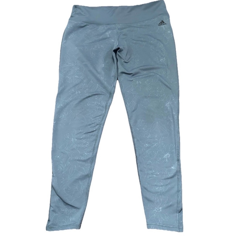 Adidas Womens XL Blue Climalite Climawarm Floral Embossed Cold Weather Leggings - Picture 2 of 13